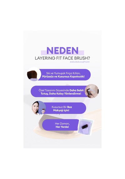 Özel Kesim Çok Fonksiyonlu Fondöten Fırçası Layering Fit Face Brush 38014389