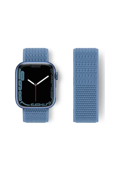 Newface Apple Watch 42mm Hasırlı Cırtcırtlı Kordon - Mavi