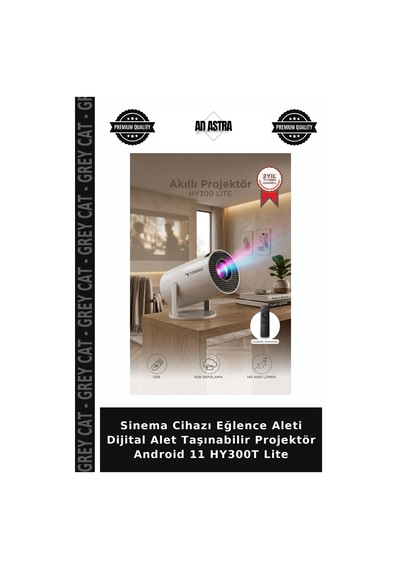 Sinema Cihazı Eğlence Aleti Dijital Alet Taşınabilir Projektör Android 11 Hy300t Lite