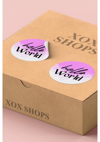 Pembe Hello World Kargo Paketleme Sticker 3x3cm St2138 Çok Renkli