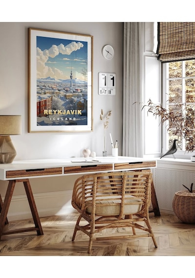 Çerçevesiz Poster Reykjavik Kış Güzelliği
