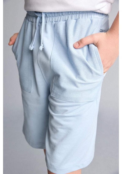 Defacto Regular Fıt Sweatshirt Kumaşı Şort Erkek Çocuk H2696a826hsbe366 Mavi-be366