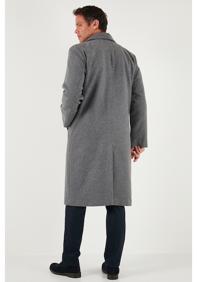 Buratti Loose Fit Kruvaze Yaka Uzun Astarlı Kaşe Erkek Kaban 681003 Gri