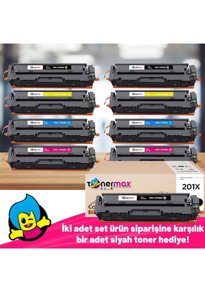 Hp 201x / Cf400x Uyumlu Toner 2'li Paket + 1 Siyah Hed...