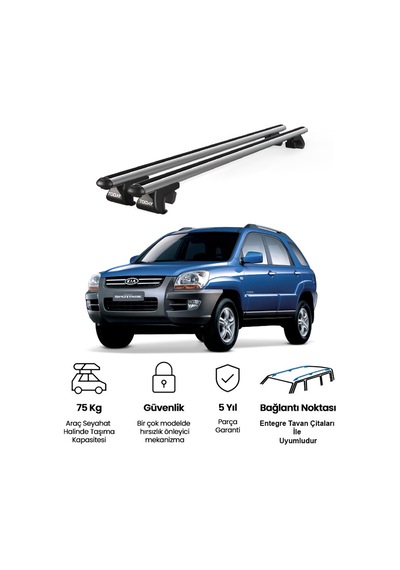 Venüs Kia Sportage 2004-2010 Uyumlu Gri Ara Atkı Port Bagaj Tavan Barı