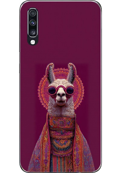 Samsung Galaxy A70 Uyumlu Kozmik Lama Baskılı Silikon Kılıf Renkli