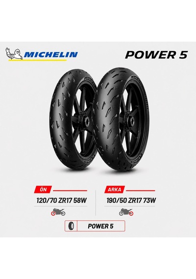 Michelin Power 5 120/70 Zr17 58w - 190/50 Zr17 73w Ön Arka Motosiklet Lastik Takımı