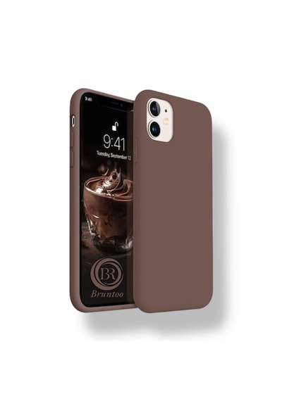 Apple Uyumlu iPhone 11 Kılıf Yumuşak Silikon İçi Kadife Lansman Kapak . Kahverengi