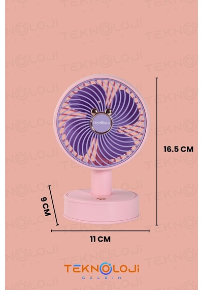 Masaüstü Mini Fan Vantilatör Teleskopik Ayarlanabilir Taşınabilir El Fanı Şarjlı 3 Kademe Soğutucu
