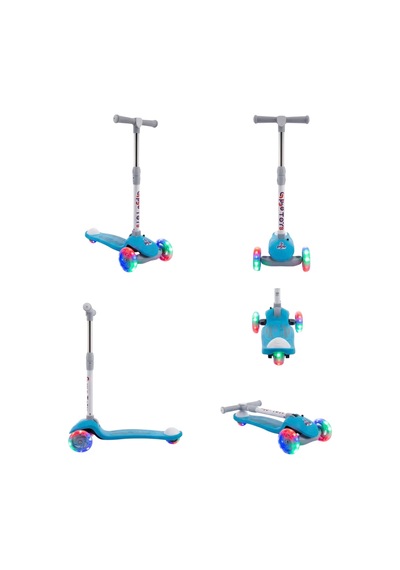 Gtpro Çocuk Scooter Katlanabilir 3+yaş 3tekerli Led Işıklı 50kğ Kapasite Turkuaz
