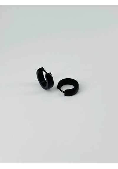 Siyah Çelik Erkek Küpe Çap 8 Mm Kalınlık 4 Mm - Ekp0031 Çok Renkli
