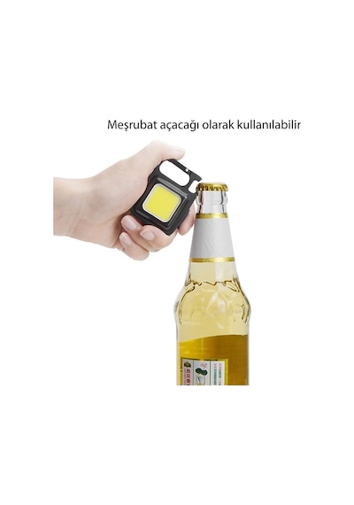 Janva Çok Fonksiyonlu Mini Led, Anahtarlı El Feneri, Flash, Mıknatıslı , Su Geçirmez, Şişe Açacaklı Usb Siyah