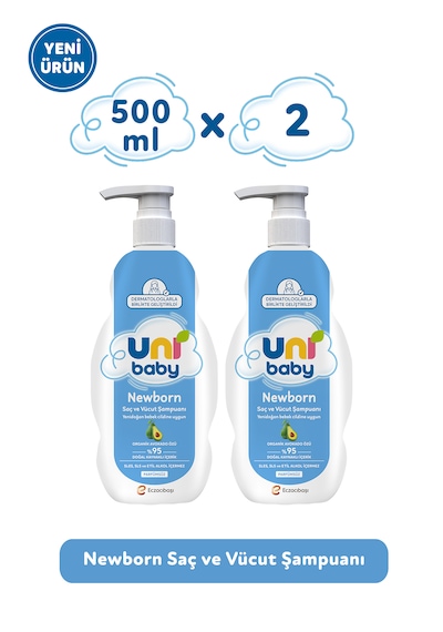 Uni Baby Newborn Yenidoğan Saç ve Vücut Şampuanı 500 Ml 2'li