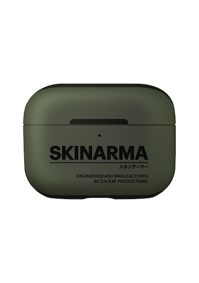 Apple Uyumlu AirPods Pro 2 Kılıf Skinarma Pu Deri Tasarım Spunk Kılıf Koyu Yeşil