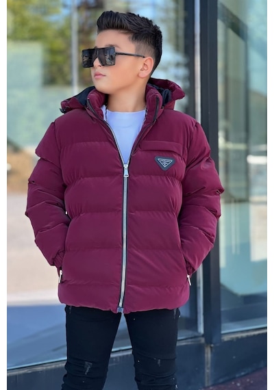 Pina Kids Erkek Çocuk Çıkarılabilir Kapüşonlu Su Geçirmez Nova Kışlık Mont Km4012 Bordo