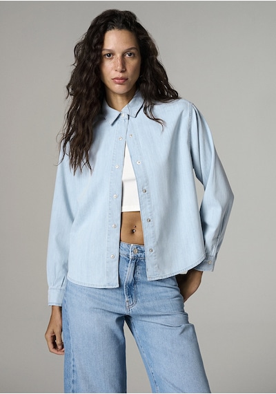 Mavi - Carlia Classic Denim Açık Mavi Jean Gömlek 1210924-a1586