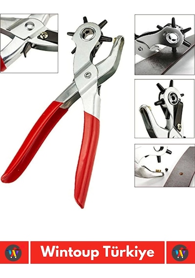 Özel Üretim Yüksek Kaliteli Delik Uç Açıcı Ayarlanabilir 6 Farklı Uçlu Metal Kemer Delme Pensesi