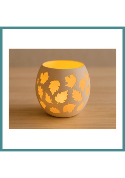 Trendexa 3d Baskı Yaprak Desenli Tealight Mumluk Sonbahar Yaprakları Kabartmalı Dekoratif Şamdan Masa Süsü Mac Çok Renkli