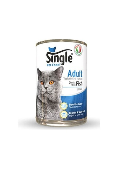 Single Balıklı Konserve Yetişkin Kedi Maması 415 G