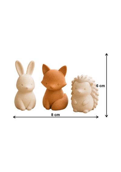 3 Parçalı Orman Hayvanları Figür Seti Tavşan Tilki Kirpi Biblo 8x6 Cm