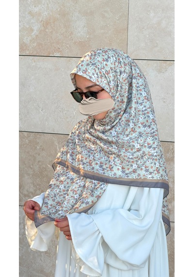 Qalortex Scarf Meyra Desen B.boy Eşarp - Suyeşili Su Yeşili
