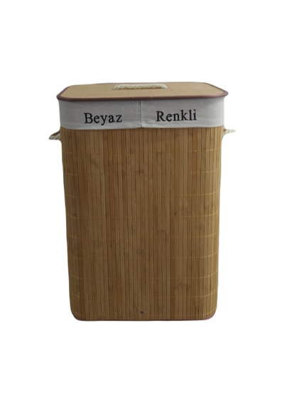 Lorin Bambu Naturel Iki Bölmeli Katlanır Kirli Çamaşır Sepeti 72 NATUREL