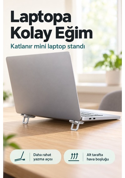2 Kademeli Yükseltme Ayarlı Katlanır Mini Laptop Standı Yapışkanlı Ayak 2 Adet