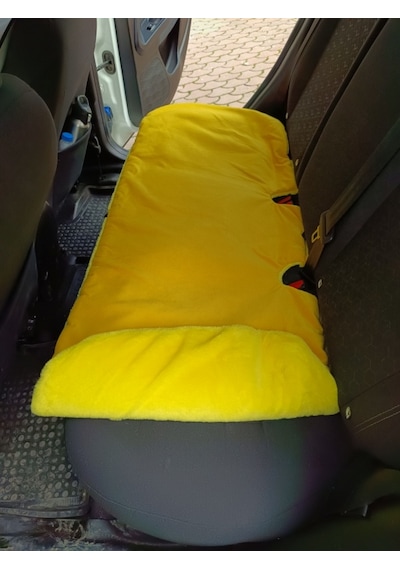 Yumuşak Tüylü Peluş Serme Oto Koltuk Minder Arka Sarı Renk