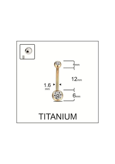 Yüksek Kalite G23 Titanium Çift Taşlı Titanyum Göbek Piercingi Altın