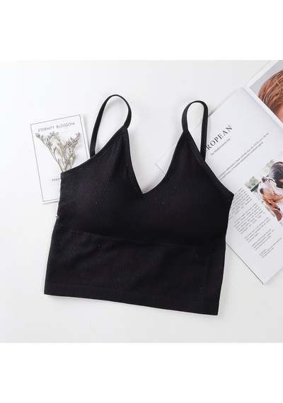 Ece's Design İnce Askılı Crop Atlet Soft Dokulu Rahat Bralet Üst W1011 Siyah