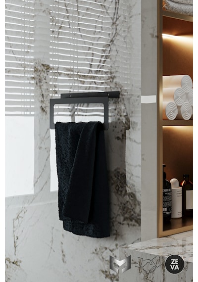 Siyah Metal Havluluk Dayanıklı Banyo Ve Mutfak Düzenleyici Siyah
