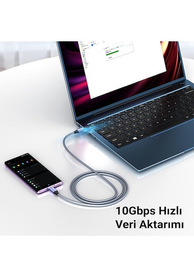 Veggieg Usb 3.1 Type-c Pd 100w 5a 10gbps 4k 60hz Destekli Kablo 1 Metre