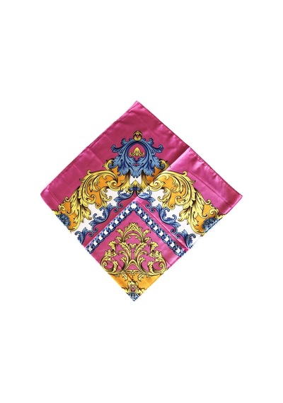 Tikitonki Otantik Çiçek Desenli Saten Pembe Eşarp 90x90 Pembe Pembe