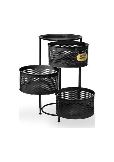 River World Tekerleksiz Rengi Siyah Açılabilen 3 Katlı Çok Amaçlı Metal Raf Mutfak, Balkon, Kiler Çok Renkli