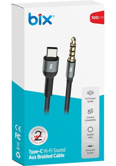Bix Type-c 3.5mm Aux Hi-fi Ses Kablosu 1.5 Metre