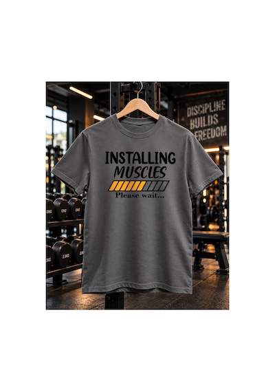 Segungear Installingmuscles Erkek Regular Fit Baskılı Spor Tişört Gri - 933732608 Gri