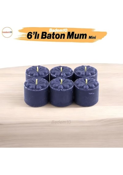 Baton Mum Mini 6'li Siyah Silindir Dekoratif Mumu Kandil Hediyelik Fitilli Mumlar Şamdan Kokusuz Diğer