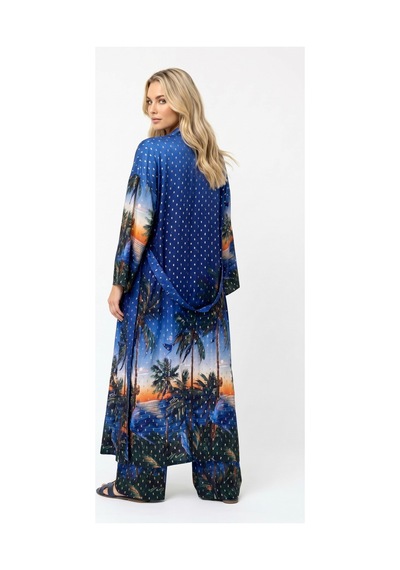 Lila Mare Kimono Takım, Pantolon Ve Kimono Lacivert Lacivert