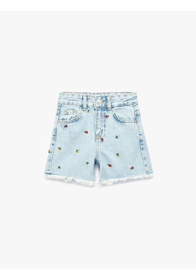 Koton Çiçekli Nakış Detaylı Cepli Püsküllü Denim Şort Lıght Indıgo 6skg40119ad Açık Mavi Koton Çiçekli Nakış Detaylı Cepli Püsküllü Denim Şort Lıght Indıgo 6skg40119ad Açık Mavi