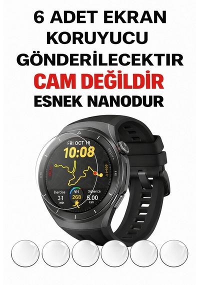 Huawei Gt 6 Pro /gt 5 Pro 46mm Akıllı Saat Kırılmaz Ekran Koruyucu Film 6 Adet Extra Ince Full Koruma Nano