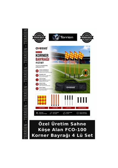 Özel Üretim Sahne Köşe Alan Fco-100 Korner Bayrağı 4 Lü Set Belirtilmemiş