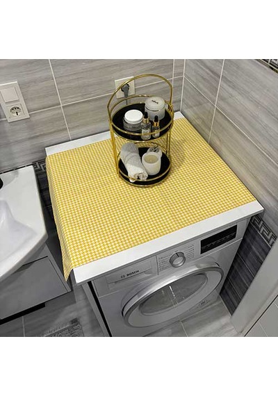 Laundry Duck Keten Su Geçirmez Ve Kirlenmez Çamaşır Makinesi - Buzdolabı - Bulaşık Makinesi Örtüsü Açık Sarı