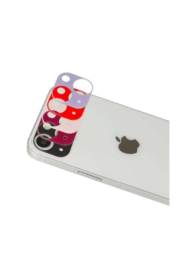 İphone 13 Rainbow Kamera Lens Koruma Cam - Koyu Kırmızı Diğer