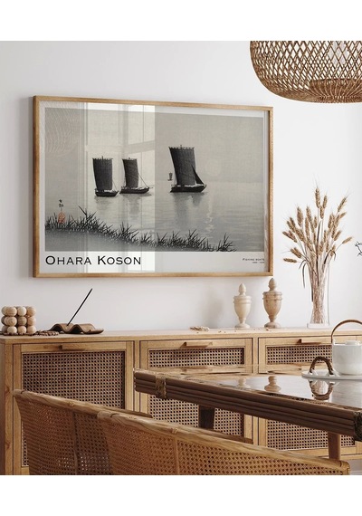 Çerçevesiz Poster Ohara Koson Balıkçı Teknesi