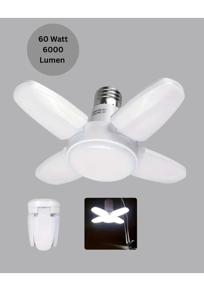 Tasarruflu Pervane Led Ampül 4 Kollu 60 Watt Geniş Alan Aydınlatma Açık Mavi