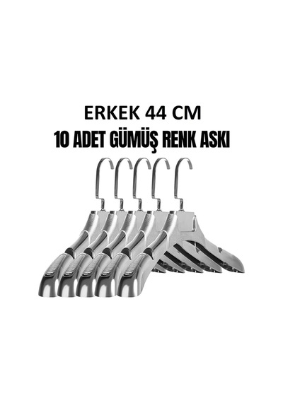 Ceket Elbise Askısı Plastik Gümüş Kaplama İtalyan Kanca A Kalite Kıyafet Takım Askısı 10 Adet Diğer