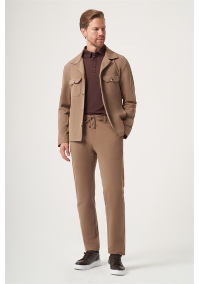 İmza Tarçın Berberi Yaka Örme Beli Lastikli 6 Drop Slim Fit Astarsız Esnek Takım Elbise 1001260177