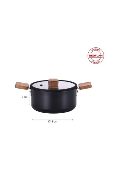 0128 D-neobn218 Bıen Alumınyum Dokum Tencere Sıyah 18cm