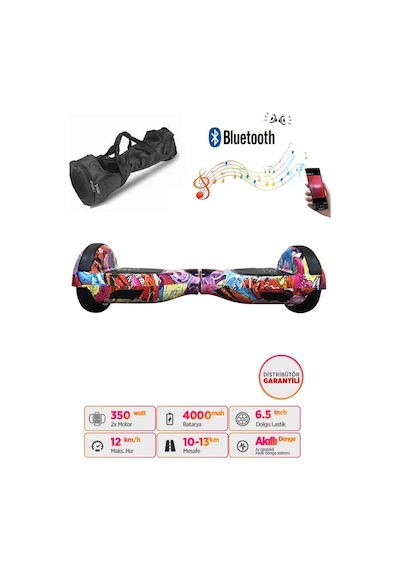 Citymate Hoverboard 6.5 inch Elektrikli Kaykay Scooter Bluetooth Hoparlörlü Çanta Hediye D16