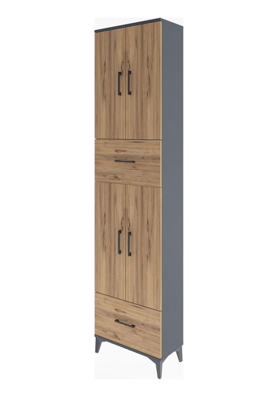 Arges Dolap 6 Raflı 2 Çekmeceli 4 Kapaklı 60x30x243 Antrasit-çam Antrasit